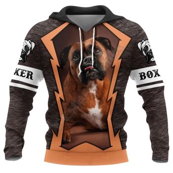 Oversize Black Orange Dog Pattern Animals Hoodie