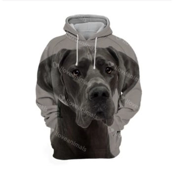 Precious And Cute Grey Dog Pattern Animals Hoodie