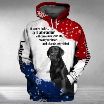 Vintage  And Loose White Blue Dog Pattern Animals Hoodie