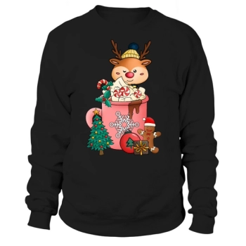 Merry Christmas Christmas Hot Drinks Cute Reindeer Sweatshirt