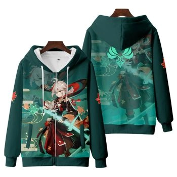 College Style Genshin Impact Kaedehara Kazuha Zip-Up Hoodie