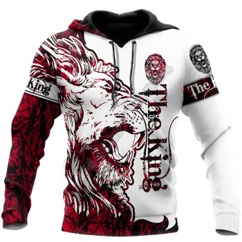 Fashion White Red Lion Pattern Animals Hoodie