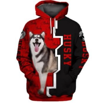 Vintage  Red Black Dog Pattern Animals Hoodie