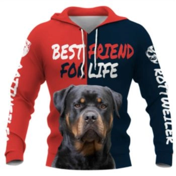 Loose And Gorgeous Red Blue Dog Pattern Animals Hoodie