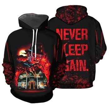  Gorgeous Black Red Horror Characters Houses Pattern Halloween Hoodie