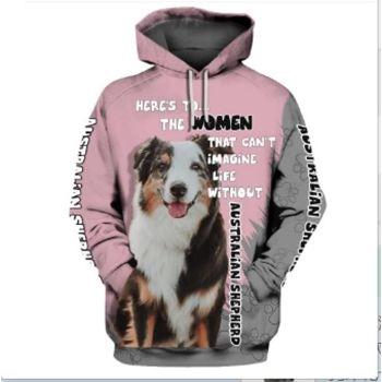  Loose Pink Dog Pattern Animals Hoodie