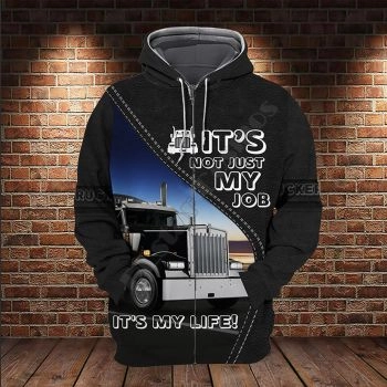  Fashion Black Truck Pattern Car Zip-Up Hoodie