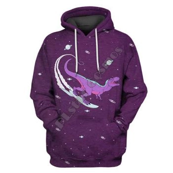 Gorgeous Purple Dinosaurs Pattern Astronauts Hoodie