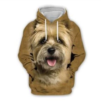 Popular And Vintage Brown Dog Pattern Animals Hoodie