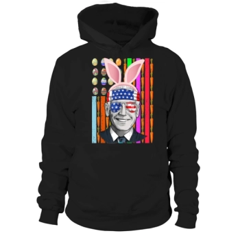 Funny Joe Biden Confused Easter Bunny American Flag Hoodies