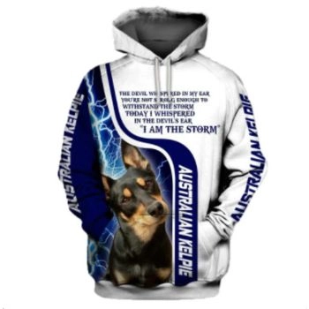 Fashion Blue White Dog Pattern Animals Hoodie