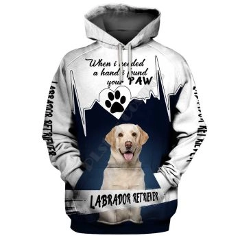 Oversize White Blue Dog Pattern Animals Hoodie