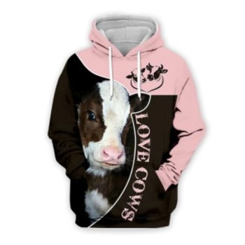 Temperament Pink Brown Dog Pattern Animals Hoodie