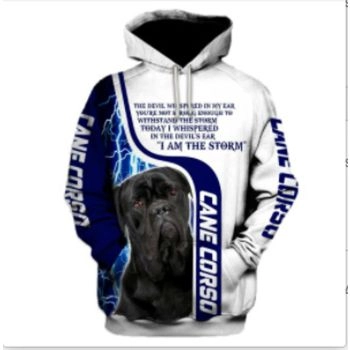 Gorgeous Blue White Dog Pattern Animals Hoodie