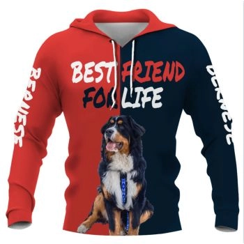 Cute Red Blue Dog Pattern Animals Hoodie