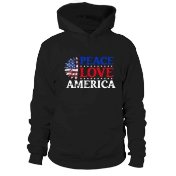 Peace Love America 4th of July Hoodies