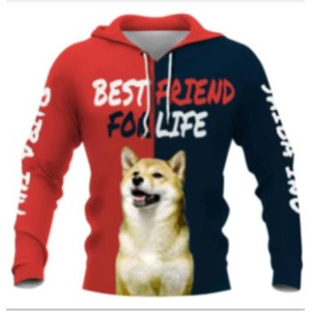 Generous And Beautiful Red Blue Dog Pattern Animals Hoodie