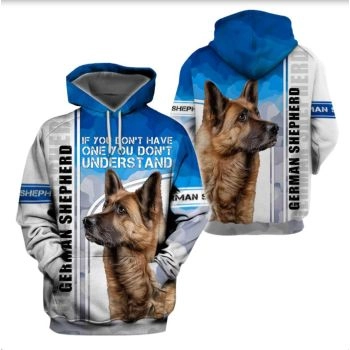 Fashion White Blue Dog Pattern Animals Hoodie