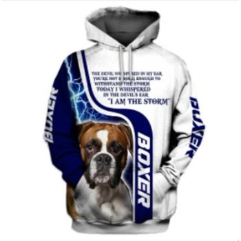 Cute And Loose Blue White Dog Pattern Animals Hoodie