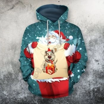 Classical And Elegance Blue Red Dog Gift Box Pattern Christmas Hoodie