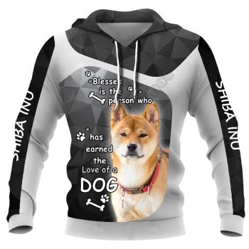 Loose And Gorgeous Black Dog Pattern Animals Hoodie