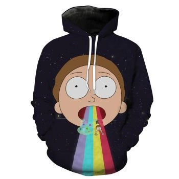 Rick and Morty Black Clothing &#8211; Morty Rainbow Hoodie