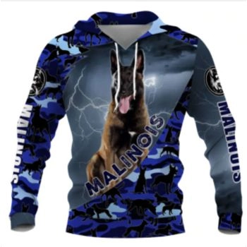 Oversize Blue Dog Pattern Animals Hoodie