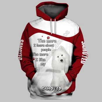 Cute And Loose Red White Dog Pattern Animals Hoodie