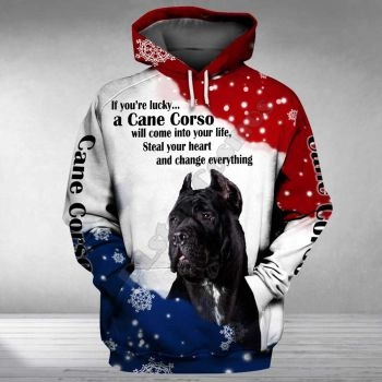 Street White Blue Dog Pattern Animals Hoodie