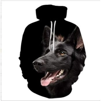 Loose And Gorgeous Black Dog Pattern Animals Hoodie