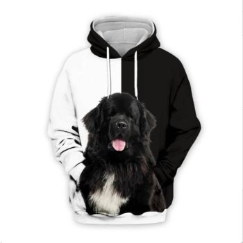 Loose Black White Dog Pattern Animals Hoodie