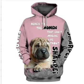 Elegance Pink Dog Pattern Animals Hoodie