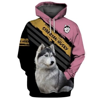 Elegance Pink Black Dog Pattern Animals Hoodie