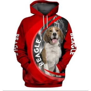 Cute And Loose Red Dog Pattern Animals Hoodie