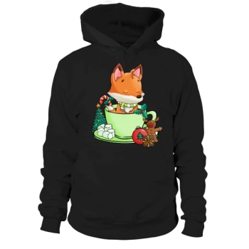 Christmas Hot Drinks Cute Fox Hoodies