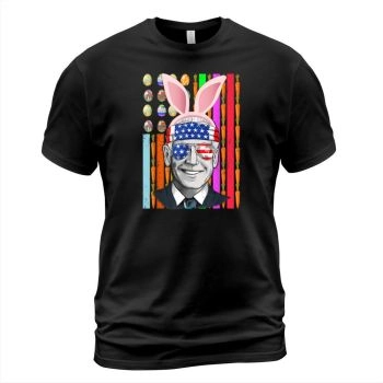 Funny Joe Biden Confused Easter Bunny American Flag T Shirt