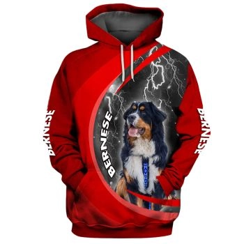 Oversize Red Dog Pattern Animals Hoodie