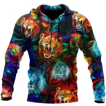 Precious And Cute Colorful Lion Pattern Tattoos Hoodie
