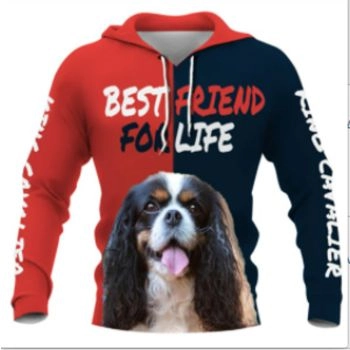 Classical  Red Blue Dog Pattern Animals Hoodie