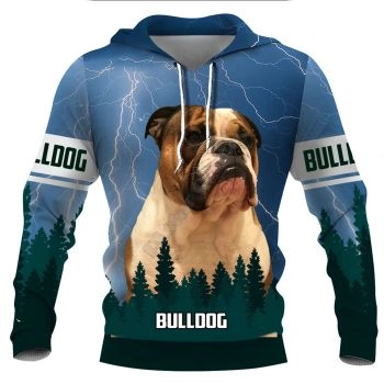 Loose And Fashion Blue Dog Pattern Animals Hoodie