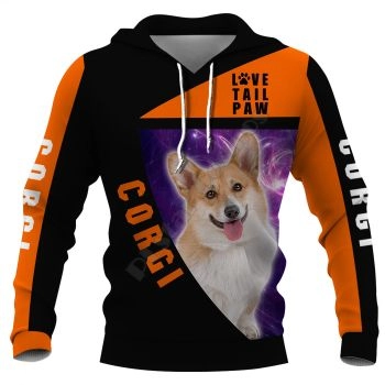 Precious Black Orange Dog Pattern Animals Hoodie