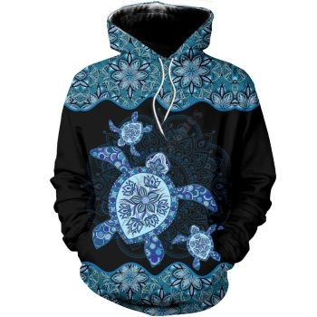 Temperament Blue Black Turtles Pattern Animals Hoodie