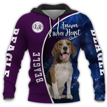 Loose Blue Purple Dog Pattern Animals Hoodie