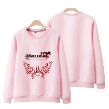 Simple Genshin Impact Hu Tao Anime Fower Pink Hoodie