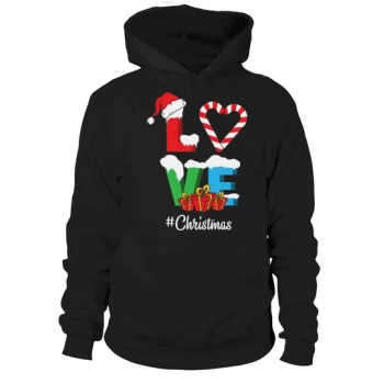 Love Christmas Santa Hat Candy Hoodies