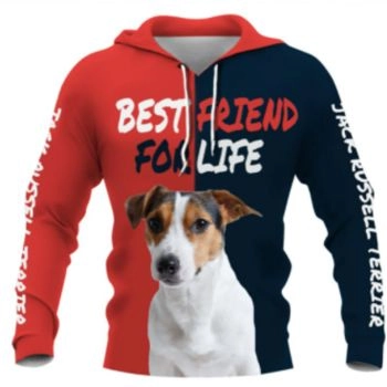 Loose Red Blue Dog Pattern Animals Hoodie