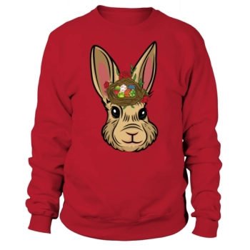 Easter Bunny Face Flower with Rabbit Easter Egg Sweatshirt
