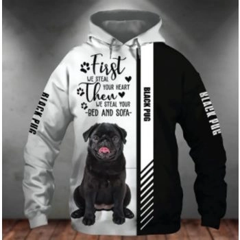 Classical  Black White Dog Pattern Animals Hoodie