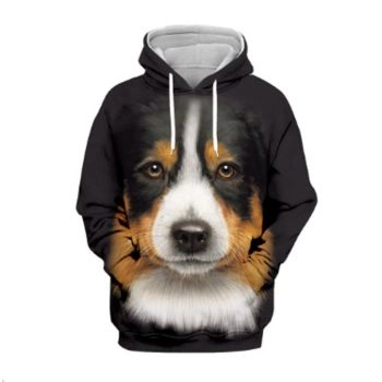 Loose Black Dog Pattern Animals Hoodie