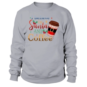 I Believe In Santa And Coffee Lovers Retro Christmas Sweatshirt